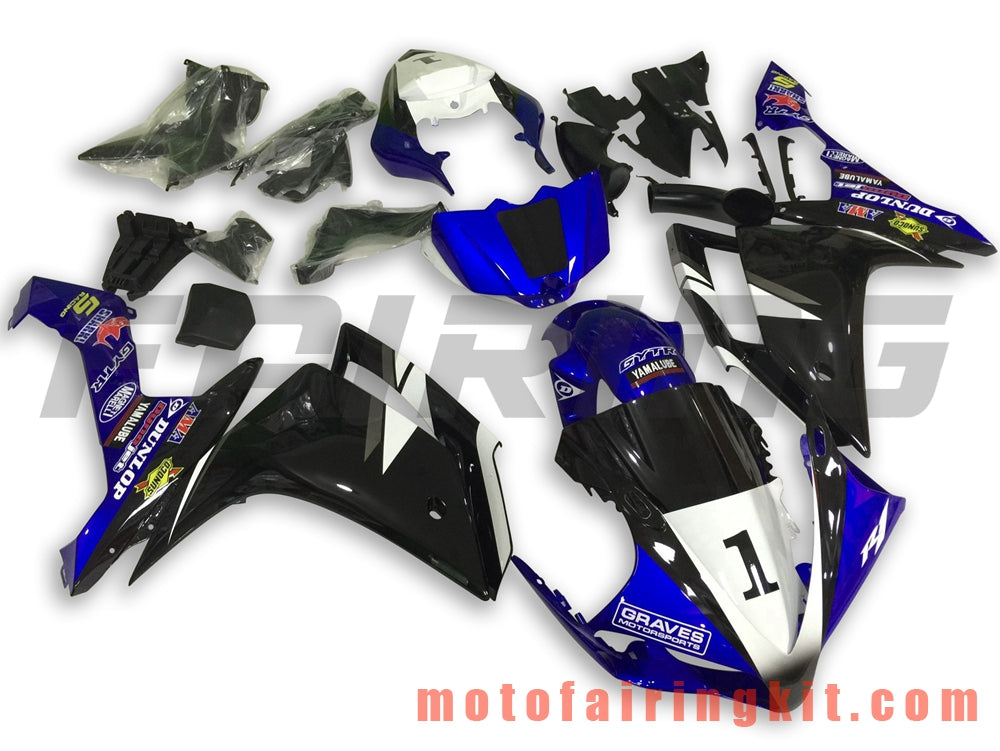 Fairing Kits Fit for YZF-1000 R1 2007 2008 YZF 1000 R1 07 08 Plastic ABS Injection Mold Complete Motorcycle Body Aftermarket Bodywork Frame (Black & Blue) B044