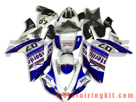 フェアリングキット YZF-1000 R1 2007 2008 YZF 1000 R1 07 08 プラスチック ABS 射出成形 完全なオートバイボディ アフターマーケットボディワークフレーム (ブルー &amp; ホワイト) B050