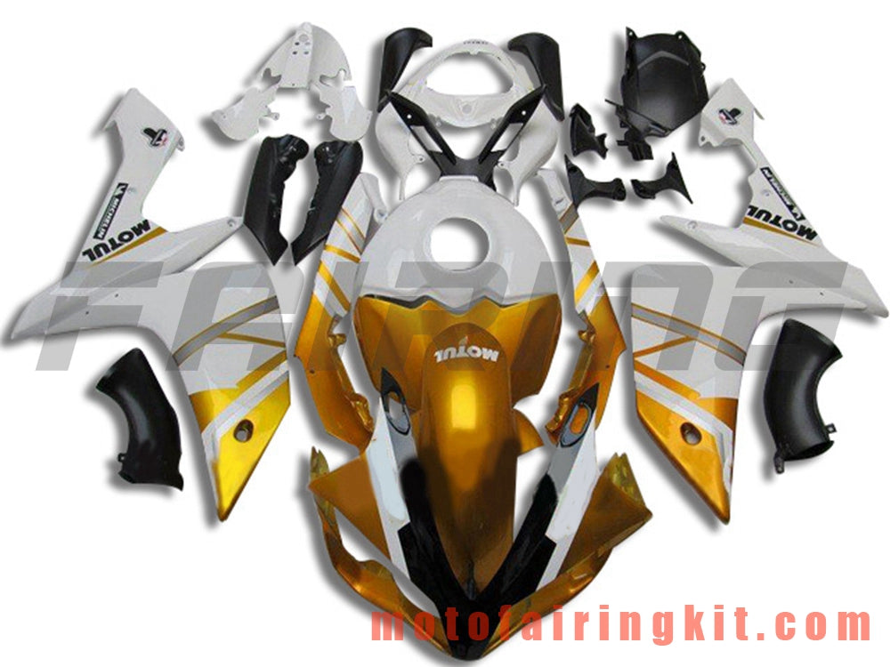 フェアリングキット YZF-1000 R1 2007 2008 YZF 1000 R1 07 08 プラスチック ABS 射出成形 完全なオートバイボディ アフターマーケットボディワークフレーム (ホワイト &amp; ゴールド) B052