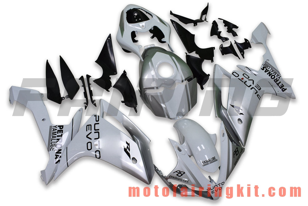 フェアリングキット YZF-1000 R1 2007 2008 YZF 1000 R1 07 08 プラスチック ABS 射出成形 完全なオートバイボディ アフターマーケットボディワークフレーム (シルバー &amp; ホワイト) B074