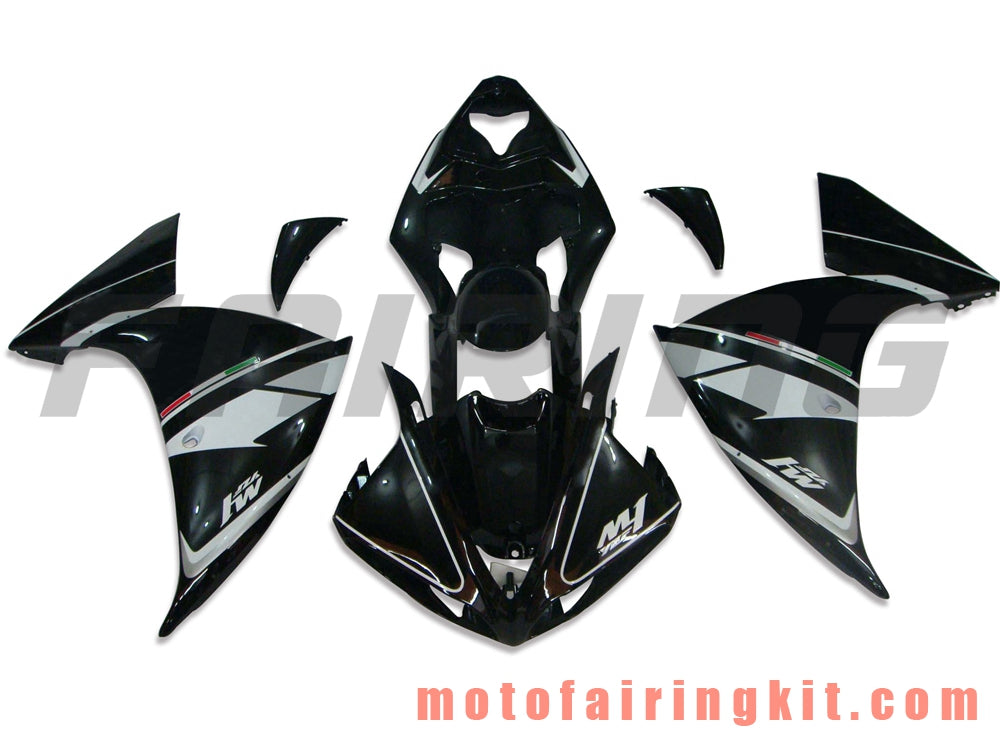 Fairing Kits Fit for YZF-1000 R1 2009 2010 2011 YZF 1000 R1 09 10 11 Plastic ABS Injection Mold Complete Motorcycle Body Aftermarket Bodywork Frame (Black & White) B007