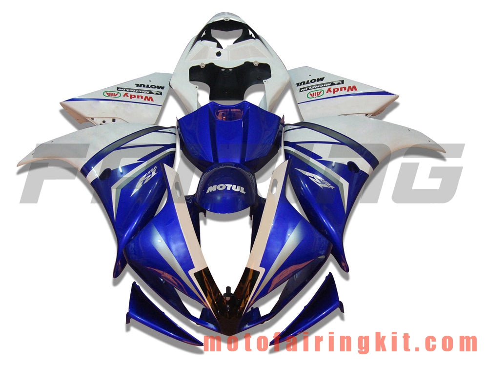 Fairing Kits Fit for YZF-1000 R1 2009 2010 2011 YZF 1000 R1 09 10 11 Plastic ABS Injection Mold Complete Motorcycle Body Aftermarket Bodywork Frame (Blue & White) B018