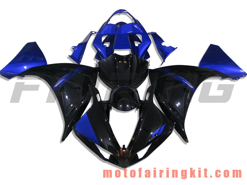 フェアリングキット YZF-1000 R1 2009 2010 2011 YZF 1000 R1 09 10 11 プラスチック ABS 射出成形 完全なオートバイボディ アフターマーケットボディワークフレーム (ブラック &amp; ブルー) B035