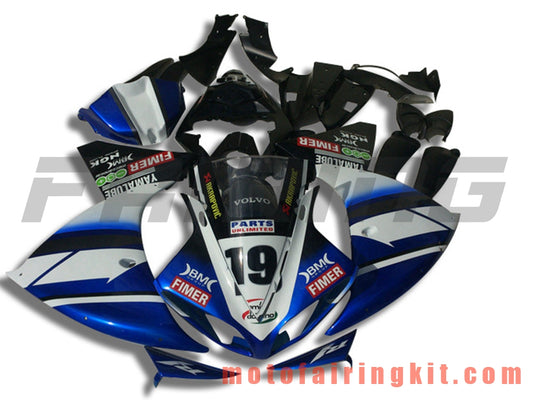 フェアリングキット YZF-1000 R1 2009 2010 2011 YZF 1000 R1 09 10 11 プラスチック ABS 射出成型 完全なオートバイボディ アフターマーケットボディワークフレーム (ブルー &amp; ホワイト) B043