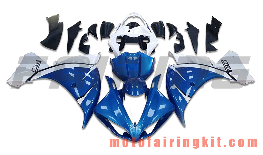 Fairing Kits Fit for YZF-1000 R1 2009 2010 2011 YZF 1000 R1 09 10 11 Plastic ABS Injection Mold Complete Motorcycle Body Aftermarket Bodywork Frame (Blue & White) B048