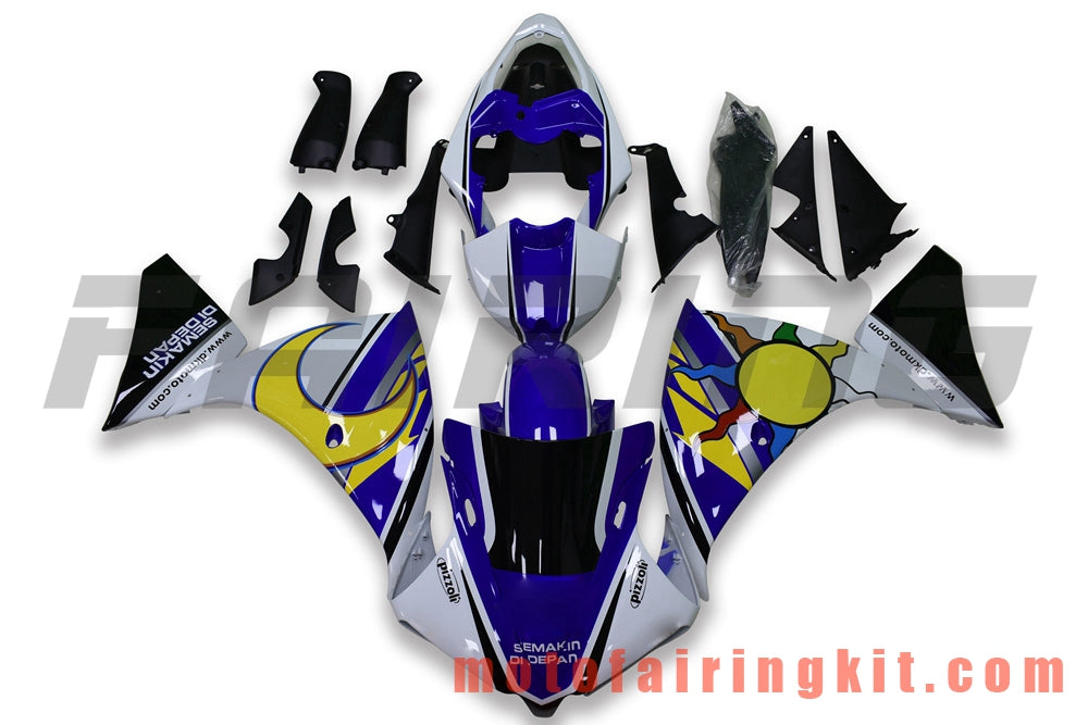 フェアリングキット YZF-1000 R1 2009 2010 2011 YZF 1000 R1 09 10 11 プラスチック ABS 射出成型 完全なオートバイボディ アフターマーケットボディワークフレーム (ブルー &amp; ホワイト) B057