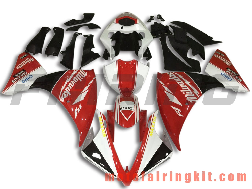 Fairing Kits Fit for YZF-1000 R1 2012 2013 2014 YZF 1000 R1 12 13 14 Plastic ABS Injection Mold Complete Motorcycle Body Aftermarket Bodywork Frame (Red & White) B008