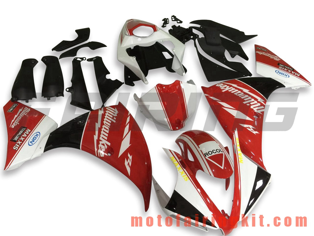 Fairing Kits Fit for YZF-1000 R1 2012 2013 2014 YZF 1000 R1 12 13 14 Plastic ABS Injection Mold Complete Motorcycle Body Aftermarket Bodywork Frame (Red & White) B008