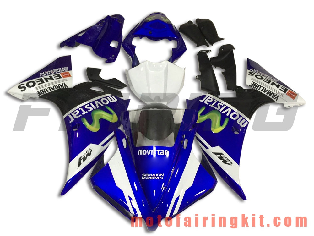 Fairing Kits Fit for YZF-1000 R1 2012 2013 2014 YZF 1000 R1 12 13 14 Plastic ABS Injection Mold Complete Motorcycle Body Aftermarket Bodywork Frame (Blue & White) B010