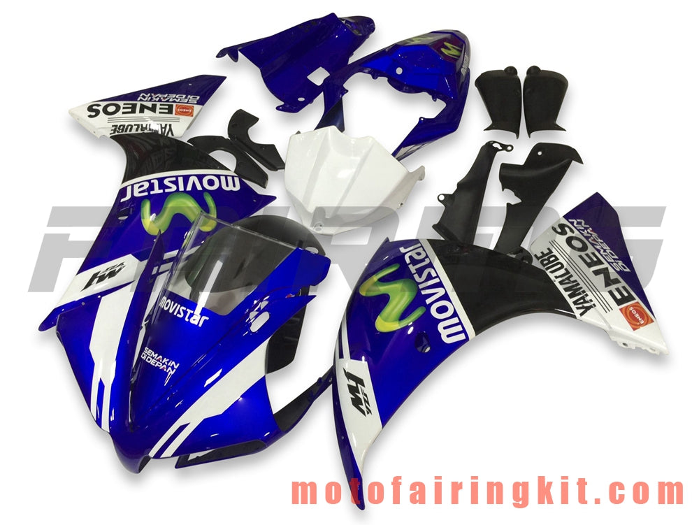 Fairing Kits Fit for YZF-1000 R1 2012 2013 2014 YZF 1000 R1 12 13 14 Plastic ABS Injection Mold Complete Motorcycle Body Aftermarket Bodywork Frame (Blue & White) B010