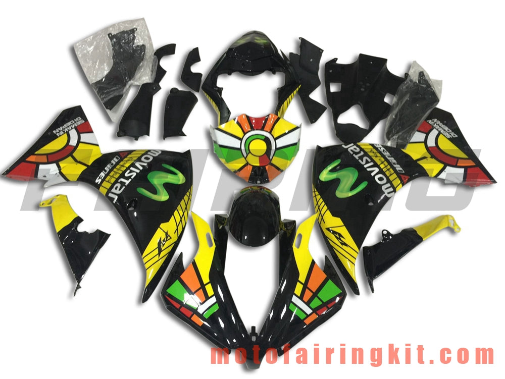 Fairing Kits Fit for YZF-1000 R1 2012 2013 2014 YZF 1000 R1 12 13 14 Plastic ABS Injection Mold Complete Motorcycle Body Aftermarket Bodywork Frame (Black & Yellow) B011