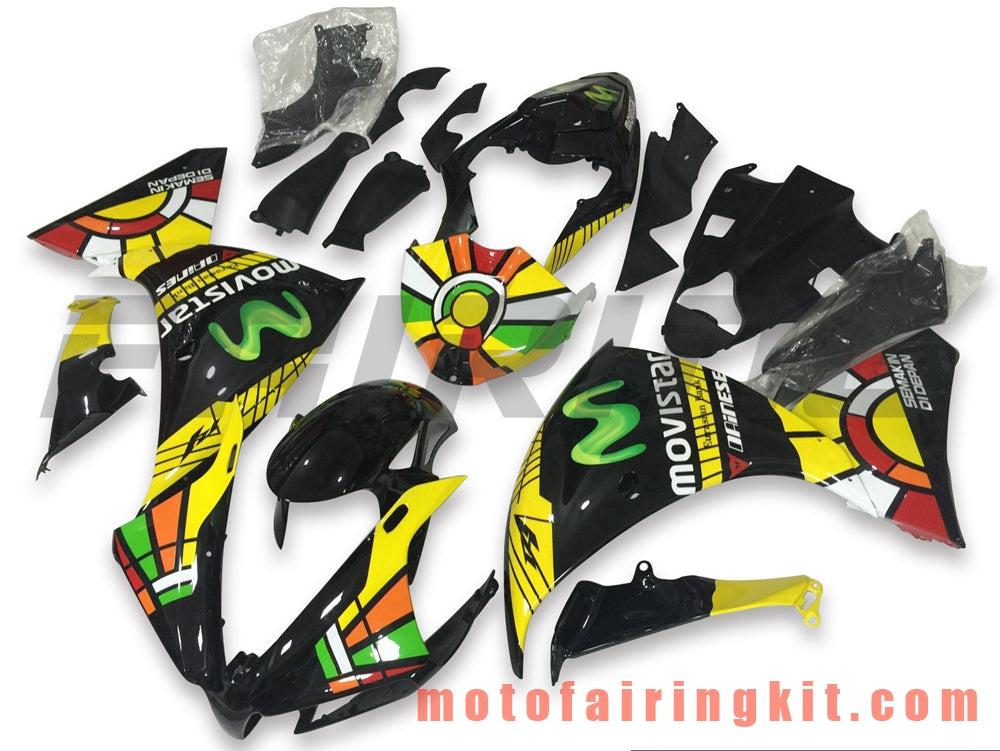 Fairing Kits Fit for YZF-1000 R1 2012 2013 2014 YZF 1000 R1 12 13 14 Plastic ABS Injection Mold Complete Motorcycle Body Aftermarket Bodywork Frame (Black & Yellow) B011