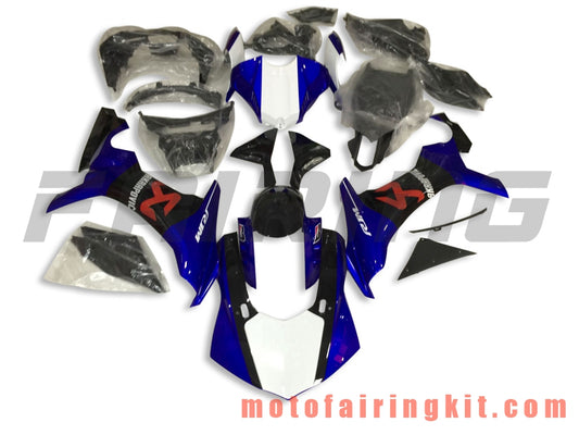 Fairing Kits Fit for YZF-1000 R1 2015 2016 2017 2018 2019 YZF 1000 R1 15 16 17 18 19 Plastic ABS Injection Mold Complete Motorcycle Body Aftermarket Bodywork Frame (Blue & White) B007