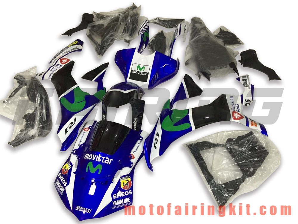 Fairing Kits Fit for YZF-1000 R1 2015 2016 2017 2018 2019 YZF 1000 R1 15 16 17 18 19 Plastic ABS Injection Mold Complete Motorcycle Body Aftermarket Bodywork Frame (Blue & White) B008