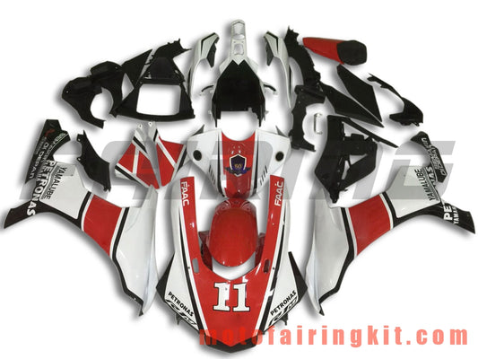 Fairing Kits Fit for YZF-1000 R1 2015 2016 2017 2018 2019 YZF 1000 R1 15 16 17 18 19 Plastic ABS Injection Mold Complete Motorcycle Body Aftermarket Bodywork Frame (Red & White) B009