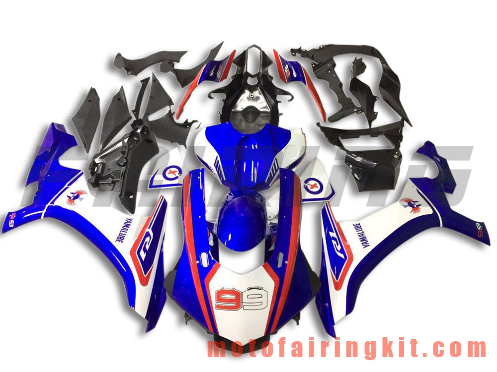 Fairing Kits Fit for YZF-1000 R1 2015 2016 2017 2018 2019 YZF 1000 R1 15 16 17 18 19 Plastic ABS Injection Mold Complete Motorcycle Body Aftermarket Bodywork Frame (Blue & White) B010