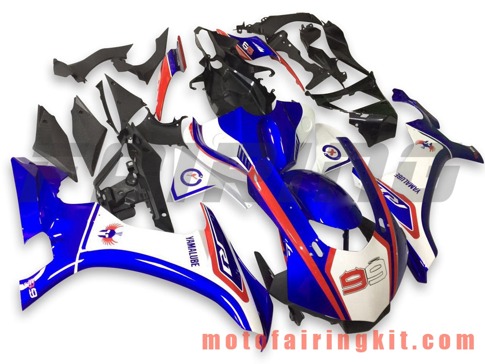 Fairing Kits Fit for YZF-1000 R1 2015 2016 2017 2018 2019 YZF 1000 R1 15 16 17 18 19 Plastic ABS Injection Mold Complete Motorcycle Body Aftermarket Bodywork Frame (Blue & White) B010