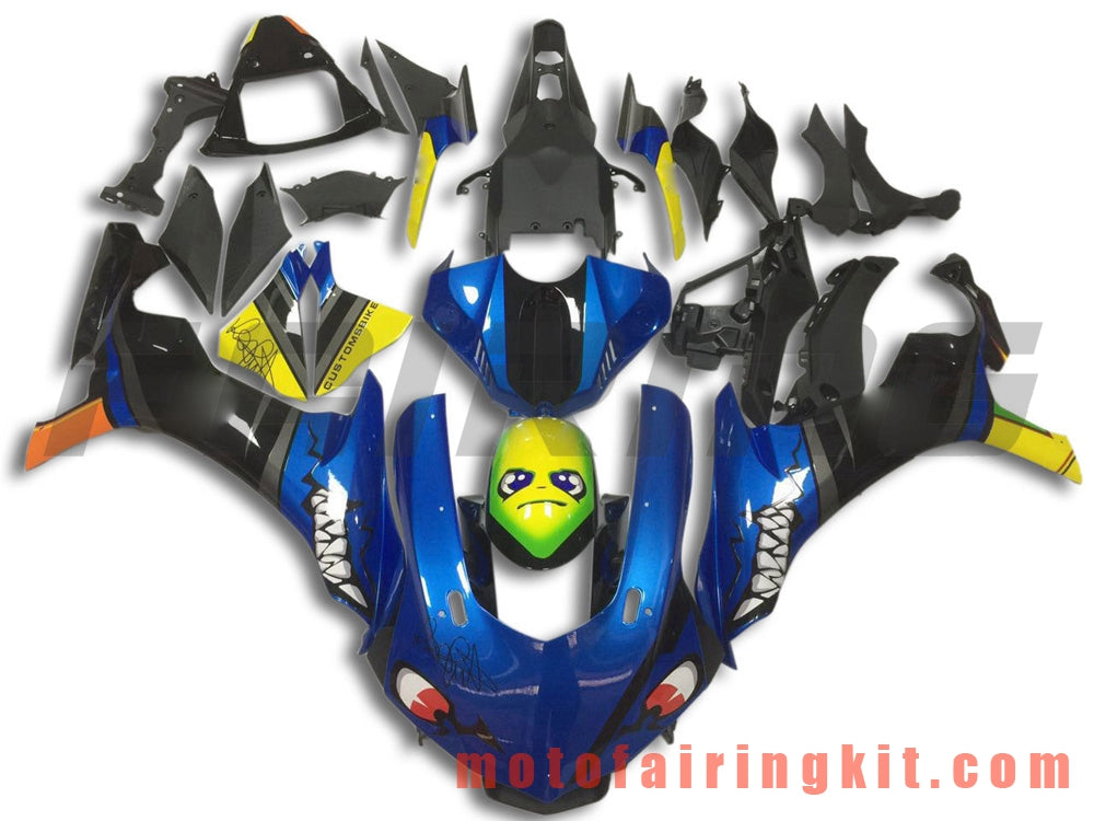 Fairing Kits Fit for YZF-1000 R1 2015 2016 2017 2018 2019 YZF 1000 R1 15 16 17 18 19 Plastic ABS Injection Mold Complete Motorcycle Body Aftermarket Bodywork Frame (Blue & Black) B012