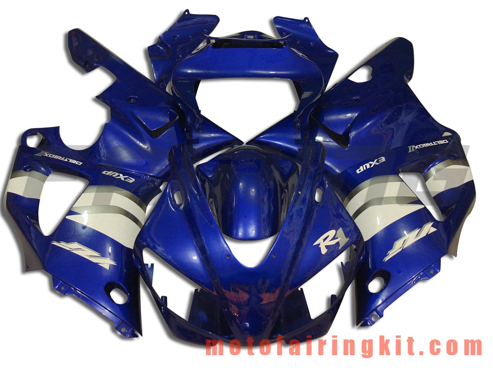 Fairing Kits Fit for YZF-1000 R1 1998 1999 YZF 1000 R1 98 99 Plastic ABS Injection Mold Complete Motorcycle Body Aftermarket Bodywork Frame (Blue & Black) B003