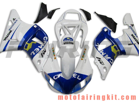 Fairing Kits Fit for YZF-1000 R1 1998 1999 YZF 1000 R1 98 99 Plastic ABS Injection Mold Complete Motorcycle Body Aftermarket Bodywork Frame (White & Blue) B036