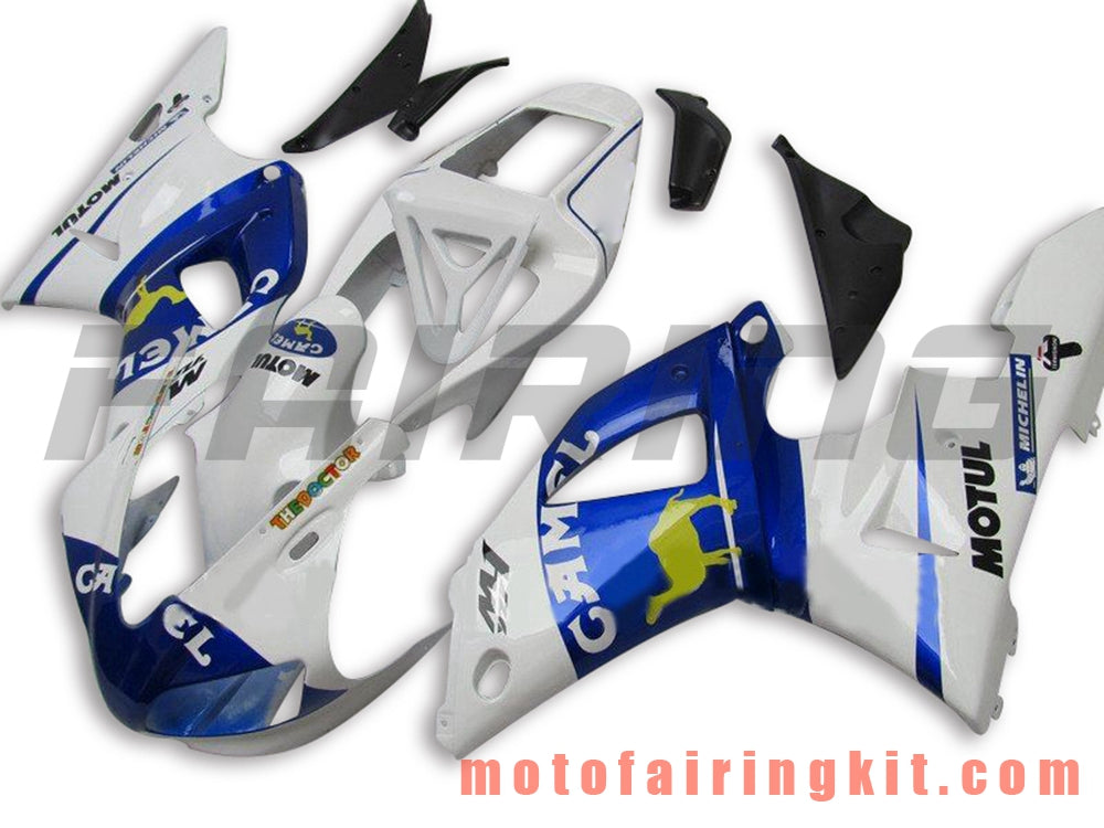 Fairing Kits Fit for YZF-1000 R1 1998 1999 YZF 1000 R1 98 99 Plastic ABS Injection Mold Complete Motorcycle Body Aftermarket Bodywork Frame (White & Blue) B036