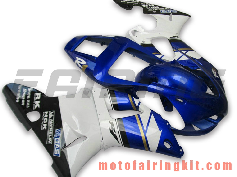 Fairing Kits Fit for YZF-1000 R1 1998 1999 YZF 1000 R1 98 99 Plastic ABS Injection Mold Complete Motorcycle Body Aftermarket Bodywork Frame (Blue & White) B037