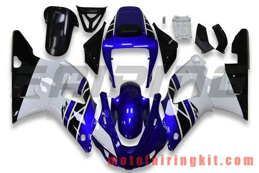 フェアリングキット YZF-1000 R1 1998 1999 YZF 1000 R1 98 99 プラスチック ABS 射出成形 完全なオートバイボディ アフターマーケットボディワークフレーム (ブルー &amp; ホワイト) B043