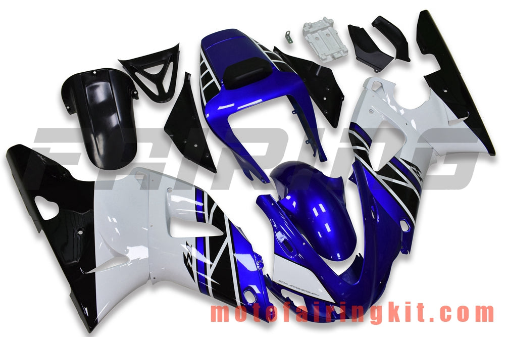 Fairing Kits Fit for YZF-1000 R1 1998 1999 YZF 1000 R1 98 99 Plastic ABS Injection Mold Complete Motorcycle Body Aftermarket Bodywork Frame (Blue & White) B043