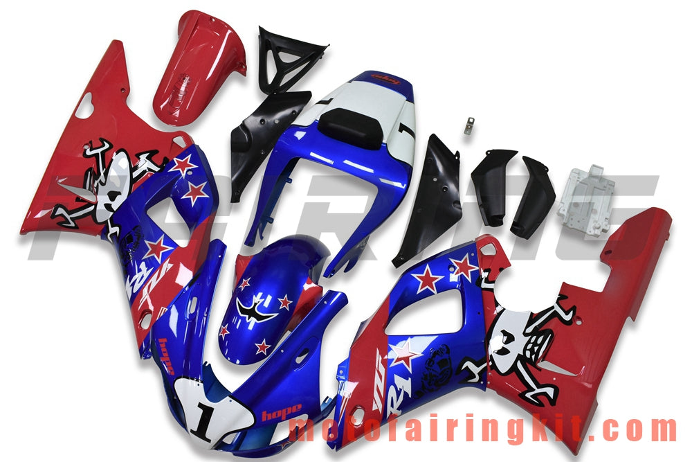 Kits de carenado aptos para YZF-1000 R1 1998 1999 YZF 1000 R1 98 99 Molde de inyección de plástico ABS Carrocería completa para motocicleta Marco de carrocería de posventa (azul y rojo) B046