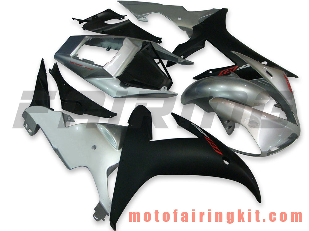 フェアリングキット YZF-600 R6 2003 2004 YZF 600 R6 03 04 プラスチック ABS 射出成形 完全なオートバイボディ アフターマーケットボディワークフレーム (シルバー &amp; ブラック) B002