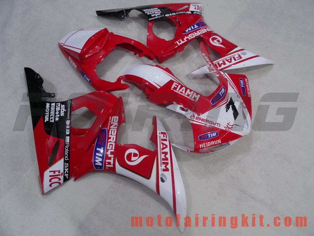 Kits de carenado aptos para YZF-600 R6 2003 2004 YZF 600 R6 03 04 Molde de inyección de plástico ABS Carrocería completa para motocicleta Marco de carrocería de posventa (rojo y blanco) B003