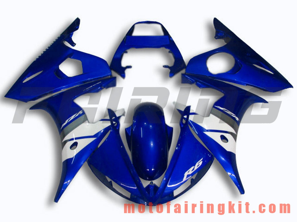 Kits de carenado aptos para YZF-600 R6 2003 2004 YZF 600 R6 03 04 Molde de inyección de plástico ABS Carrocería completa para motocicleta Marco de carrocería de posventa (azul y blanco) B004