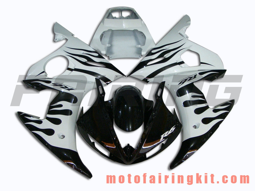 Fairing Kits Fit for YZF-600 R6 2003 2004 YZF 600 R6 03 04 Plastic ABS Injection Mold Complete Motorcycle Body Aftermarket Bodywork Frame (White & Black) B007