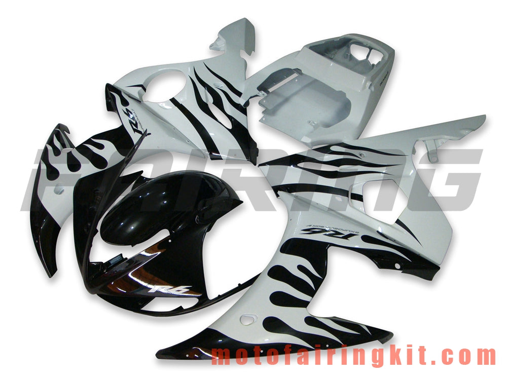 Fairing Kits Fit for YZF-600 R6 2003 2004 YZF 600 R6 03 04 Plastic ABS Injection Mold Complete Motorcycle Body Aftermarket Bodywork Frame (White & Black) B007