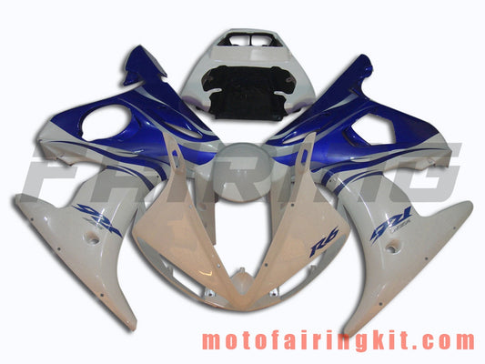 Kits de carenado aptos para YZF-600 R6 2003 2004 YZF 600 R6 03 04 Molde de inyección de plástico ABS Carrocería completa para motocicleta Marco de carrocería de posventa (blanco y azul) B008