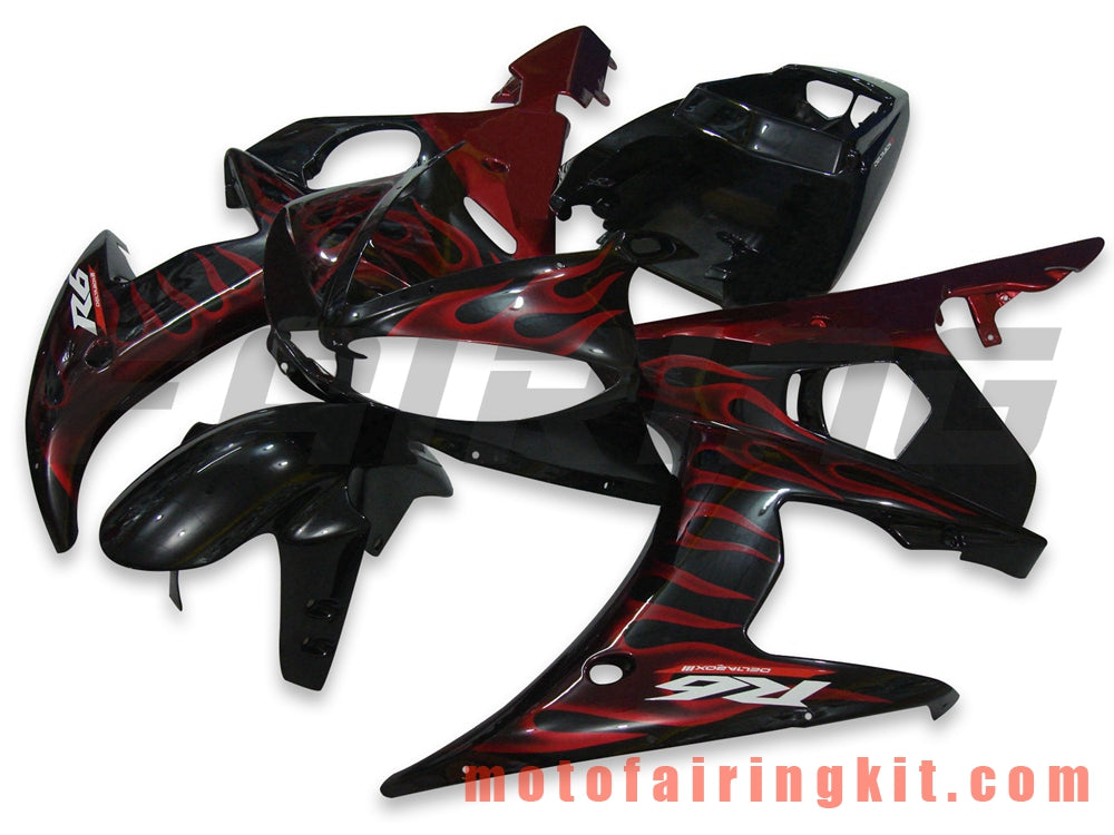 Kits de carenado aptos para YZF-600 R6 2003 2004 YZF 600 R6 03 04 Molde de inyección de plástico ABS Carrocería completa para motocicleta Marco de carrocería de posventa (negro y naranja) B009