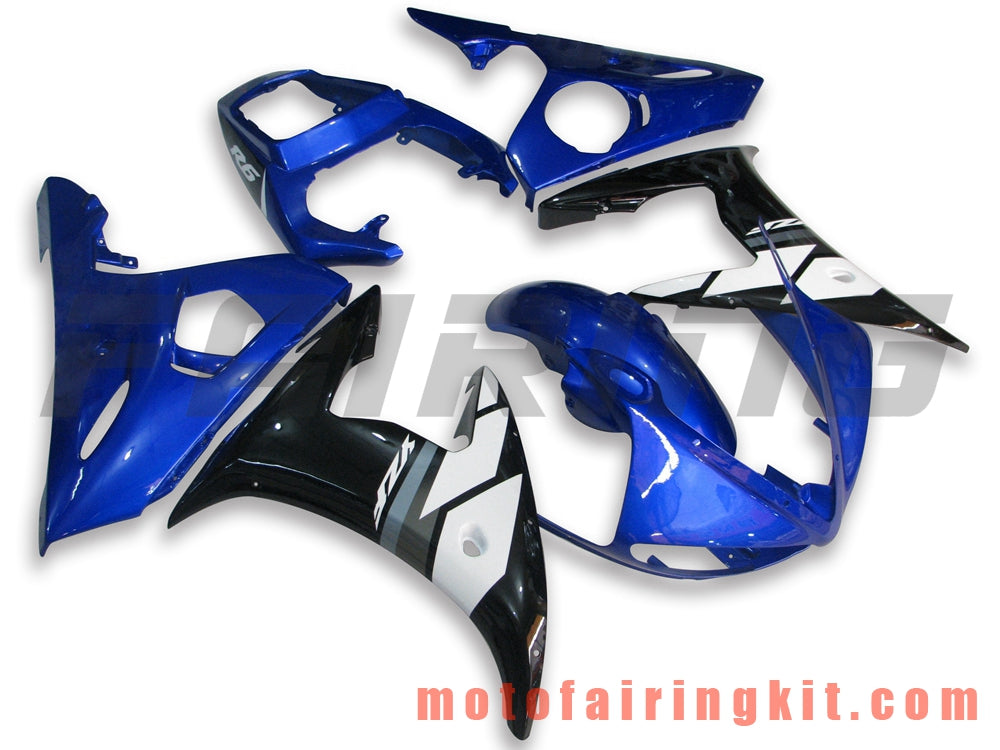 フェアリングキット YZF-600 R6 2003 2004 YZF 600 R6 03 04 プラスチック ABS 射出成型 完全なオートバイボディ アフターマーケットボディワークフレーム (ブルー &amp; ホワイト) B010