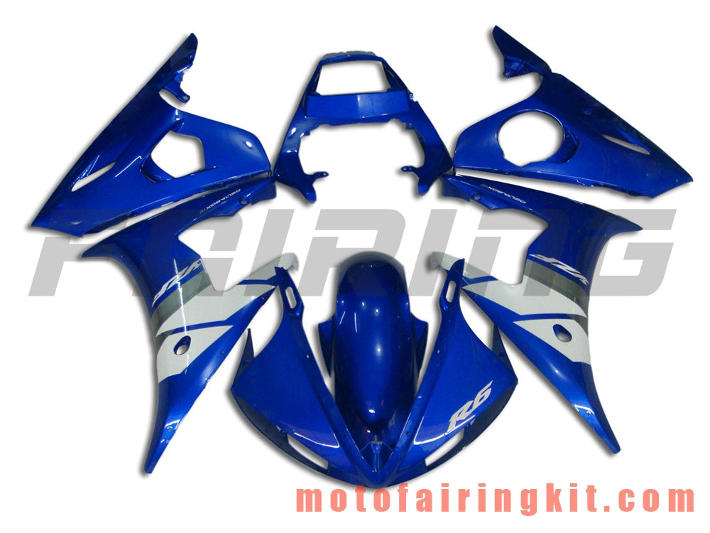 フェアリングキット YZF-600 R6 2003 2004 YZF 600 R6 03 04 プラスチック ABS 射出成形 完全なオートバイボディ アフターマーケットボディワークフレーム (ブルー &amp; ホワイト) B013