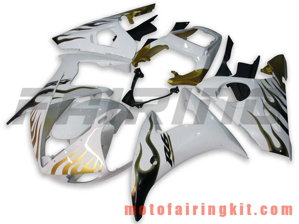 Fairing Kits Fit for YZF-600 R6 2003 2004 YZF 600 R6 03 04 Plastic ABS Injection Mold Complete Motorcycle Body Aftermarket Bodywork Frame (White & Yellow) B026