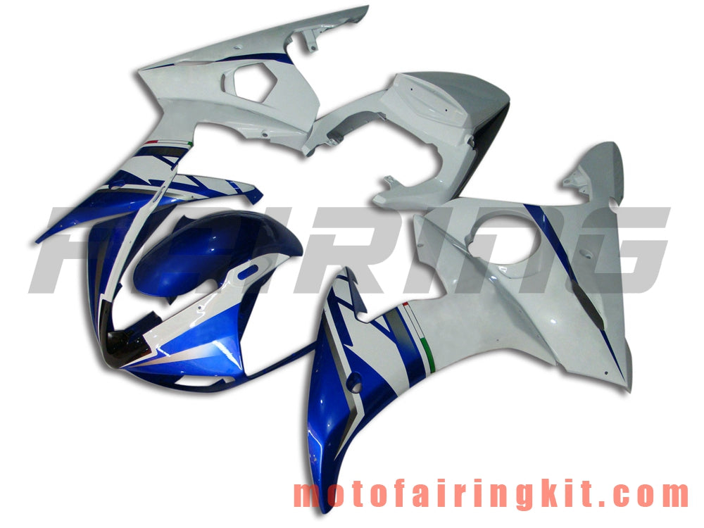 Fairing Kits Fit for YZF-600 R6 2003 2004 YZF 600 R6 03 04 Plastic ABS Injection Mold Complete Motorcycle Body Aftermarket Bodywork Frame (White & Blue) B036