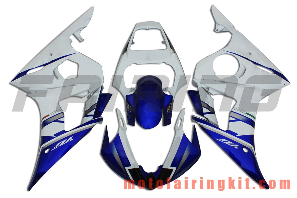 Kits de carenado aptos para YZF-600 R6 2003 2004 YZF 600 R6 03 04 Molde de inyección de plástico ABS Carrocería completa para motocicleta Marco de carrocería de posventa (blanco y azul) B038