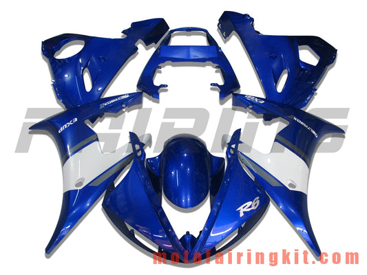 フェアリングキット YZF-600 R6 2003 2004 YZF 600 R6 03 04 プラスチック ABS 射出成型 完全なオートバイボディ アフターマーケットボディワークフレーム (ブルー &amp; ホワイト) B039