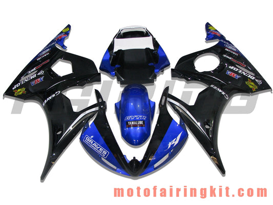 フェアリングキット YZF-600 R6 2003 2004 YZF 600 R6 03 04 プラスチック ABS 射出成型 完全なオートバイボディ アフターマーケットボディワークフレーム (ブルー &amp; ブラック) B040