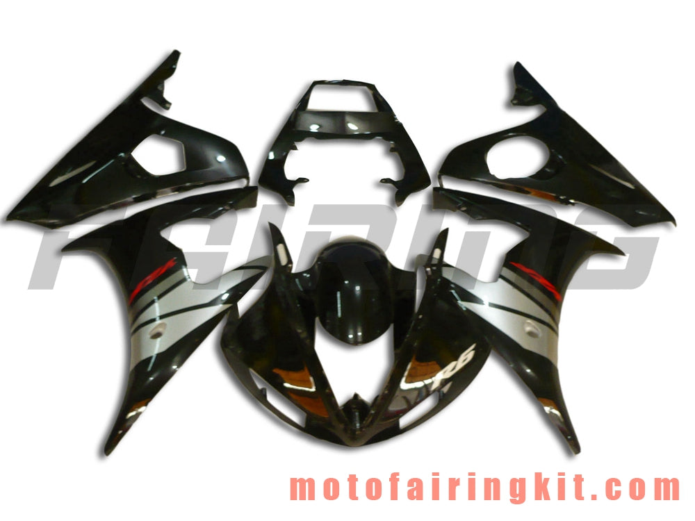 Fairing Kits Fit for YZF-600 R6 2003 2004 YZF 600 R6 03 04 Plastic ABS Injection Mold Complete Motorcycle Body Aftermarket Bodywork Frame (Black & Silver) B057