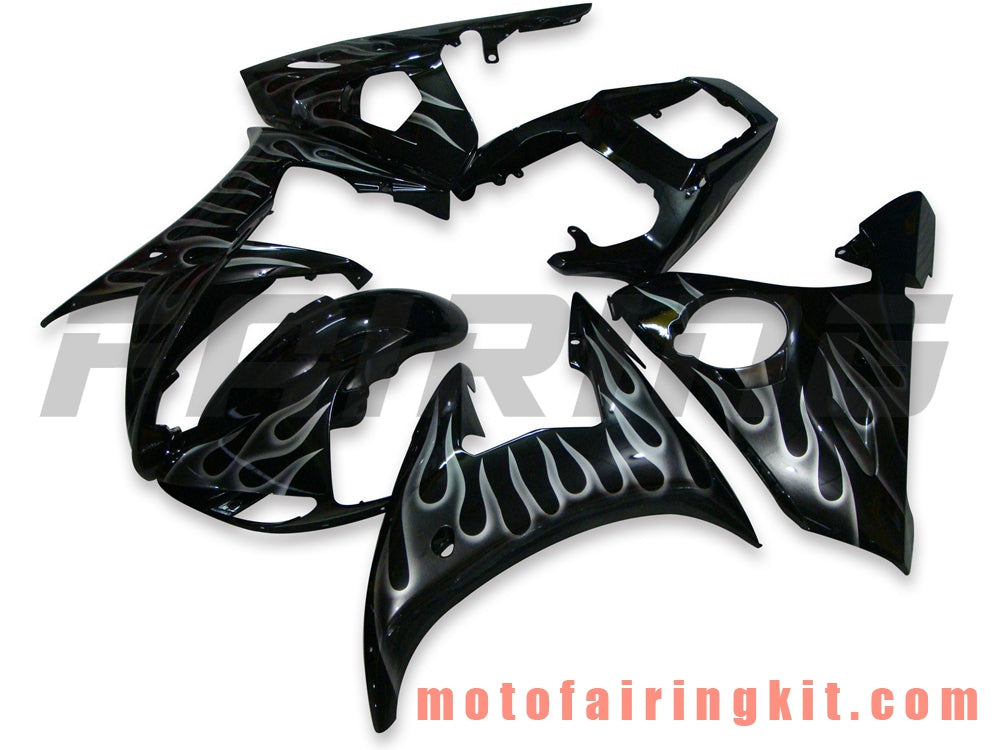 Fairing Kits Fit for YZF-600 R6 2003 2004 YZF 600 R6 03 04 Plastic ABS Injection Mold Complete Motorcycle Body Aftermarket Bodywork Frame (Black & Silver) B058