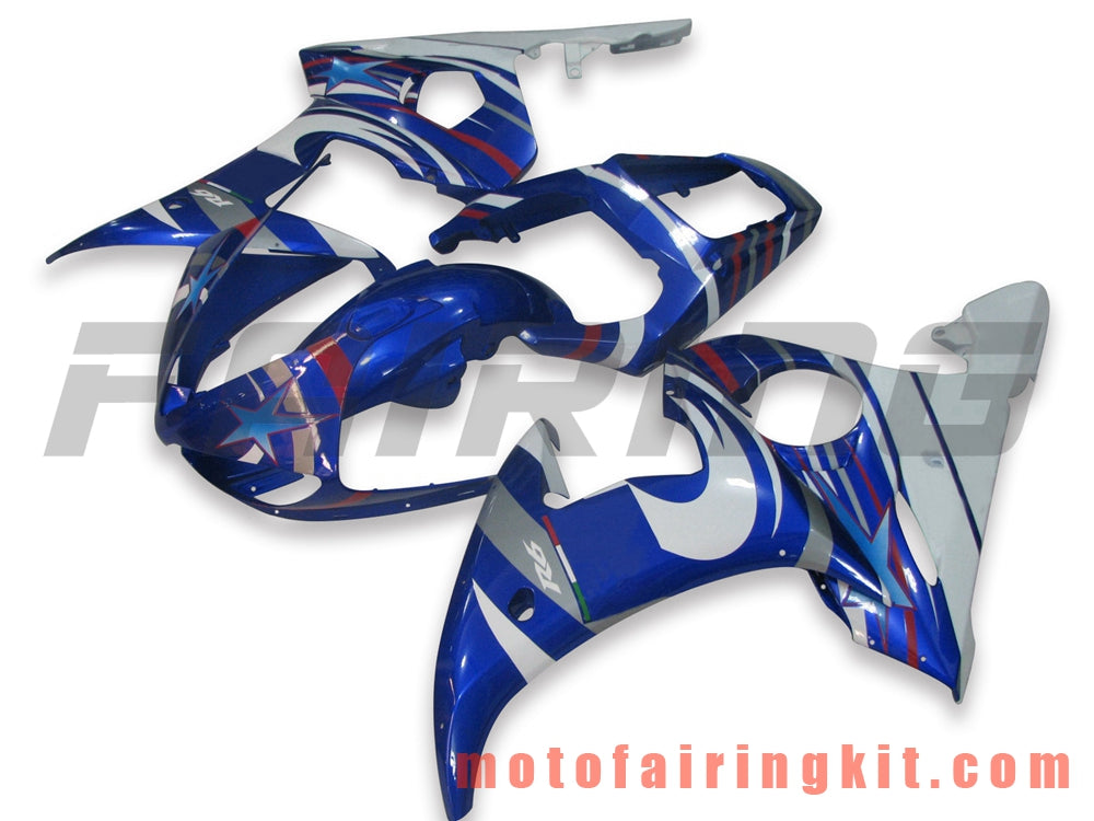 Fairing Kits Fit for YZF-600 R6 2003 2004 YZF 600 R6 03 04 Plastic ABS Injection Mold Complete Motorcycle Body Aftermarket Bodywork Frame (Blue & White) B063