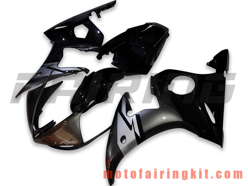 Fairing Kits Fit for YZF-600 R6 2003 2004 YZF 600 R6 03 04 Plastic ABS Injection Mold Complete Motorcycle Body Aftermarket Bodywork Frame (Black & Silver) B067