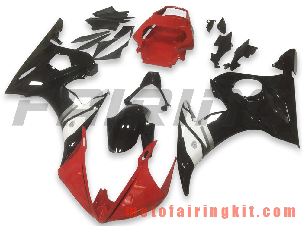 Fairing Kits Fit for YZF-600 R6 2003 2004 YZF 600 R6 03 04 Plastic ABS Injection Mold Complete Motorcycle Body Aftermarket Bodywork Frame (Red & Black) B073