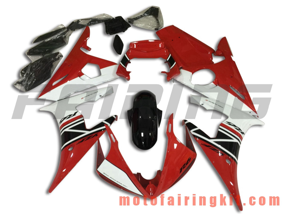 Kits de carenado aptos para YZF-600 R6 2003 2004 YZF 600 R6 03 04 Molde de inyección de plástico ABS Carrocería completa para motocicleta Marco de carrocería de posventa (rojo y blanco) B085