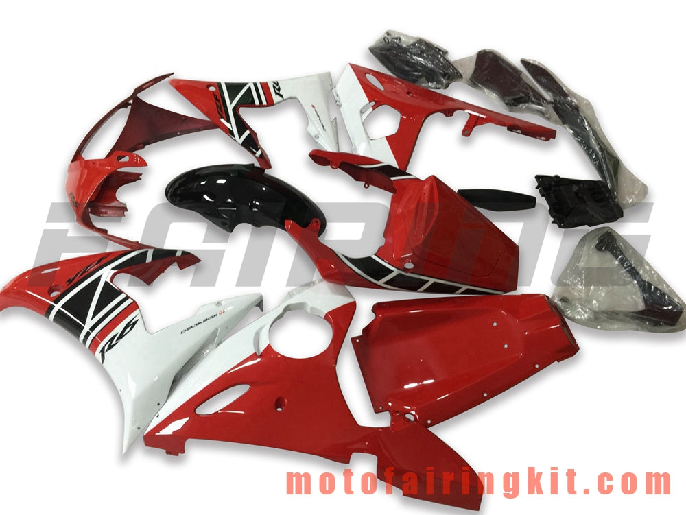 フェアリングキット YZF-600 R6 2003 2004 YZF 600 R6 03 04 プラスチック ABS 射出成形 完全なオートバイボディ アフターマーケットボディワークフレーム (レッド &amp; ホワイト) B085